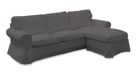 Pokrowiec na sofę Ektorp 2-osobową i leżankę, DEKORIA, Etna, grafitowy Dekoria