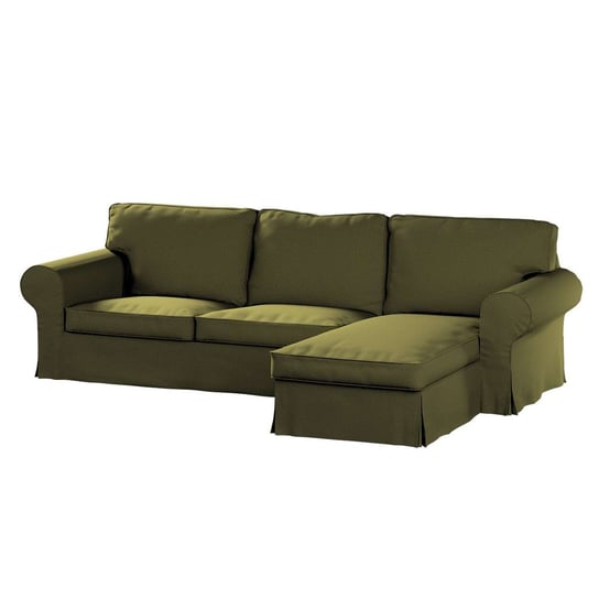 Pokrowiec na sofę Ektorp 2-osobową i leżankę, Etna, oliwkowa zieleń, 252x163x88 cm Dekoria