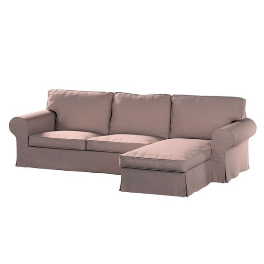 Pokrowiec na sofę Ektorp 2-osobową i leżankę, Madrid, szaro-różowy melanż, 252x163x88 cm Dekoria