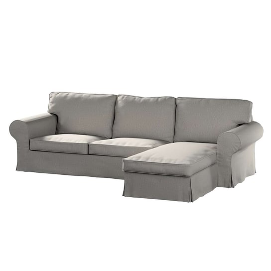 Pokrowiec na sofę Ektorp 2-osobową i leżankę, srebrno - szary szenil, 252 x 163 x 88 cm, Living Dekoria