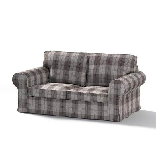 Pokrowiec na sofę Ektorp 2-osobową rozkładaną, DEKORIA, Edinburgh, długi, krata w odcieniach szarości Dekoria