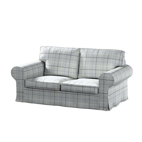 Pokrowiec na sofę Ektorp 2-osobową rozkładaną, Edinburgh, błękitno-szara krata, 200x90x73 cm Dekoria