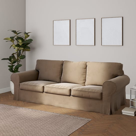 Pokrowiec na sofę Ektorp 3-osobową, rozkładaną, brązowy, 218 x 88 x 88 cm, Living Velvet Inna marka