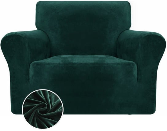 Pokrowiec Na Sofę Fotel Elastyczny Welur 90-140 Cm 1 Os Ciemny Zielony Domidekor