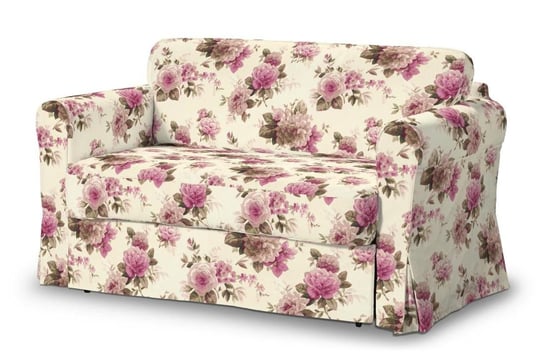 Pokrowiec na sofę Hagalund DEKORIA, Mirella, różowo-beżowe róże na kremowym tle Dekoria