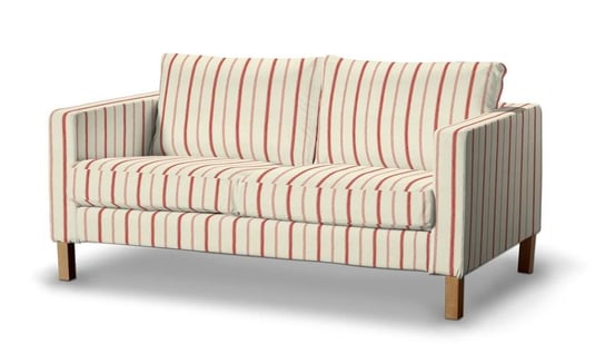 Pokrowiec na sofę Karlstad 2-osobową nierozkładaną, DEKORIA, Avinon, krótki, czerwone paski Dekoria
