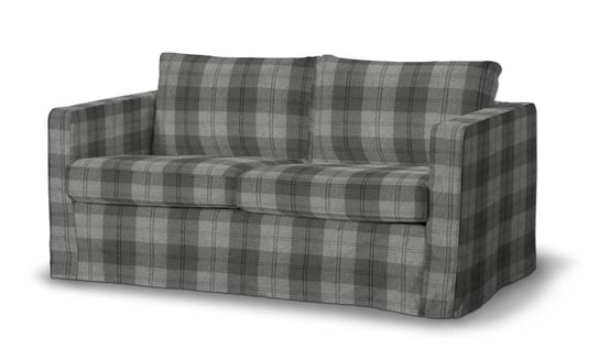 Pokrowiec na sofę Karlstad 2-osobową nierozkładaną, DEKORIA, Edinburgh, długi, krata w odcieniach szarości Dekoria