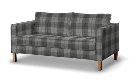Pokrowiec na sofę Karlstad 2-osobową nierozkładaną, DEKORIA, Edinburgh, krótki, krata w odcieniach szarości Dekoria