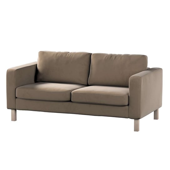 Pokrowiec na sofę Karlstad 2-osobową nierozkładaną, Living Velvet,krótki, brązowy, 165x89x64 cm Dekoria