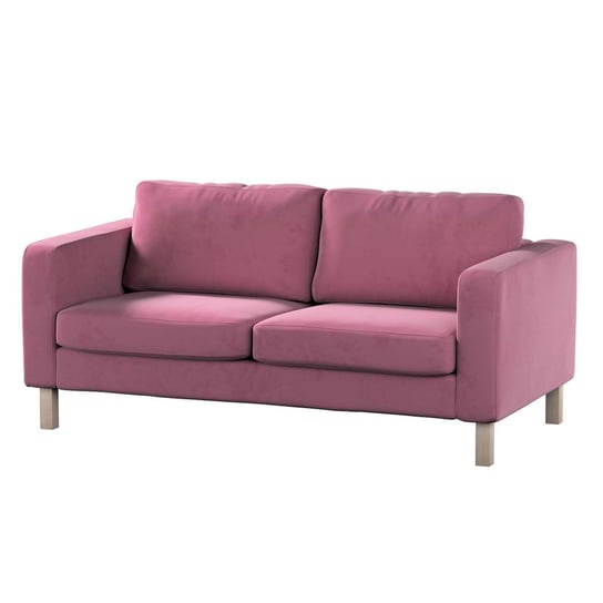 Pokrowiec na sofę Karlstad 2-osobową nierozkładaną, Living Velvet,krótki, ciemny odcień różu, 165x89x64 cm Dekoria