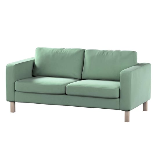 Pokrowiec na sofę Karlstad 2-osobową nierozkładaną, Living Velvet,krótki, jasna mięta, 165x89x64 cm Dekoria