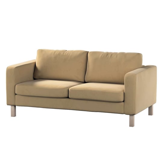 Pokrowiec na sofę Karlstad 2-osobową nierozkładaną, Living Velvet,krótki, jasny camelowy, 165x89x64 cm Dekoria