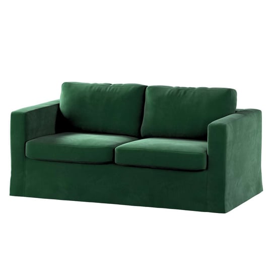 Pokrowiec na sofę Karlstad 2-osobową nierozkładaną, Velvet,długi, butelkowa zieleń, 165x89x64 cm Dekoria