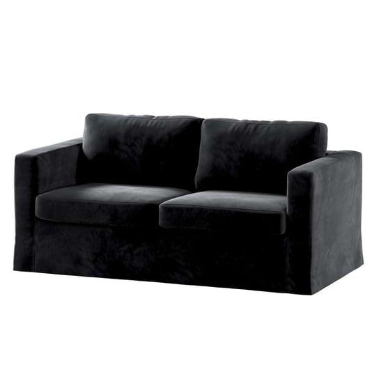 Pokrowiec na sofę Karlstad 2-osobową nierozkładaną, Velvet,długi, głęboka czerń, 165x89x64 cm Dekoria
