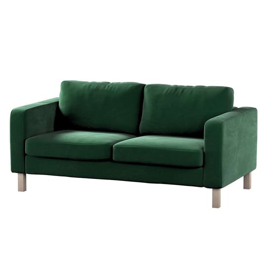 Pokrowiec na sofę Karlstad 2-osobową nierozkładaną, Velvet,krótki, butelkowa zieleń, 165x89x64 cm Dekoria