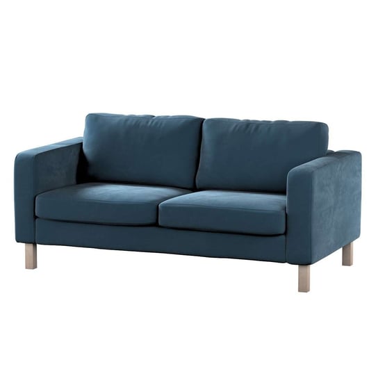 Pokrowiec na sofę Karlstad 2-osobową nierozkładaną, Velvet,krótki, Pruski błękit, 165x89x64 cm Dekoria