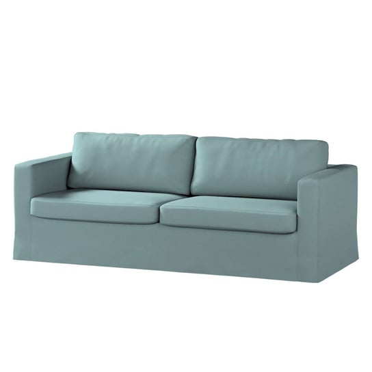 Pokrowiec na sofę Karlstad 3-osobową nierozkładaną, Cotton Panama, długi, eukaliptusowy błękit, 204x89x66 cm Dekoria