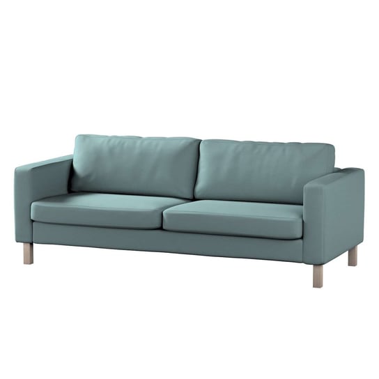 Pokrowiec na sofę Karlstad 3-osobową nierozkładaną, Cotton Panama, krótki, eukaliptusowy błękit, 204x89x64 cm Dekoria