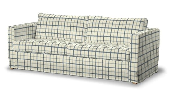 Pokrowiec na sofę Karlstad 3-osobową nierozkładaną, DEKORIA, Avinon, długi, niebieskie kratka Dekoria