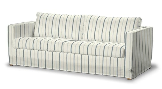 Pokrowiec na sofę Karlstad 3-osobową nierozkładaną, DEKORIA, Avinon, długi, niebieskie paski Dekoria