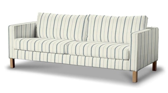 Pokrowiec na sofę Karlstad 3-osobową nierozkładaną, DEKORIA, Avinon, krótki, niebieskie paski Dekoria