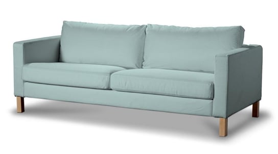 Pokrowiec na sofę Karlstad 3-osobową nierozkładaną, DEKORIA, Cotton Panama, krótki, pastelowy błękit Dekoria