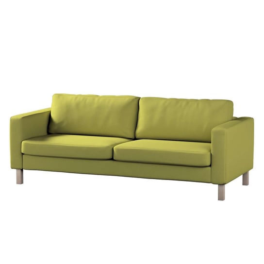 Pokrowiec na sofę Karlstad 3-osobową nierozkładaną, krótki, zgaszona limonka welwet, 204 x 89 x 64 cm, Living Dekoria