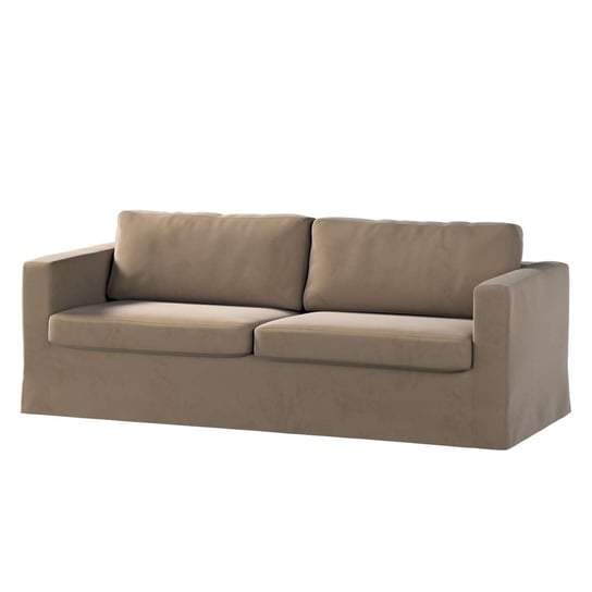 Pokrowiec na sofę Karlstad 3-osobową nierozkładaną, Living Velvet, długi, brązowy, 204x89x66 cm Dekoria