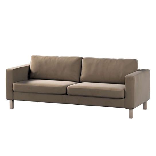 Pokrowiec na sofę Karlstad 3-osobową nierozkładaną, Living Velvet, krótki, brązowy, 204x89x64 cm Dekoria