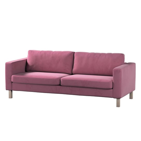 Pokrowiec na sofę Karlstad 3-osobową nierozkładaną, Living Velvet, krótki, ciemny odcień różu, 204x89x64 cm Dekoria