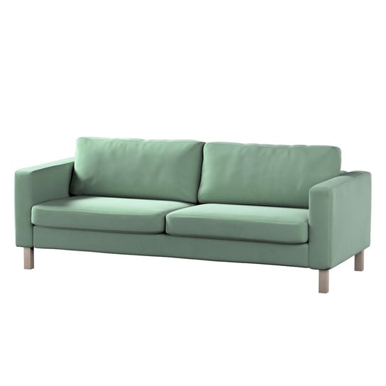 Pokrowiec na sofę Karlstad 3-osobową nierozkładaną, Living Velvet, krótki, jasna mięta, 204x89x64 cm Dekoria
