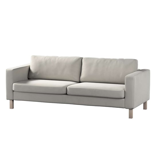 Pokrowiec na sofę Karlstad 3-osobową nierozkładaną, Living Velvet, krótki, jasny szary, 204x89x64 cm Dekoria