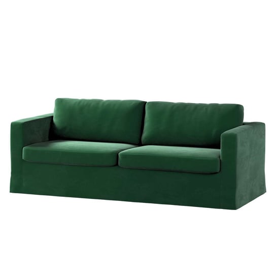 Pokrowiec na sofę Karlstad 3-osobową nierozkładaną, Velvet, długi, butelkowa zieleń, 204x89x66 cm Dekoria