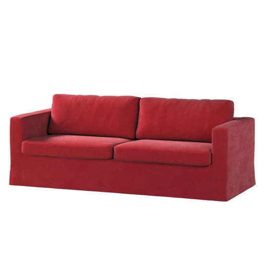 Pokrowiec na sofę Karlstad 3-osobową nierozkładaną, Velvet, długi, intensywna Czerwień, 204x89x66 cm Dekoria