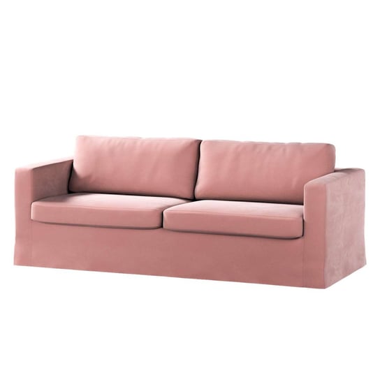 Pokrowiec na sofę Karlstad 3-osobową nierozkładaną, Velvet, długi, koralowy róż, 204x89x66 cm Dekoria