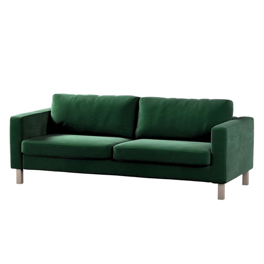 Pokrowiec na sofę Karlstad 3-osobową nierozkładaną, Velvet, krótki, butelkowa zieleń, 204x89x64 cm Dekoria