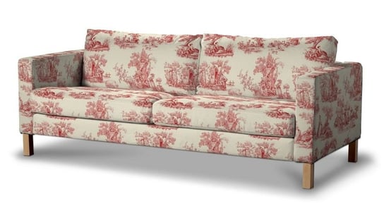 Pokrowiec na sofę Karlstad 3-osobową rozkładaną, DEKORIA, Avinon, krótki, ecru-czerwone postacie Dekoria
