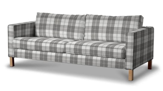 Pokrowiec na sofę Karlstad 3-osobową rozkładaną, DEKORIA, Edinburgh , krótki, szaro-biała krata Dekoria