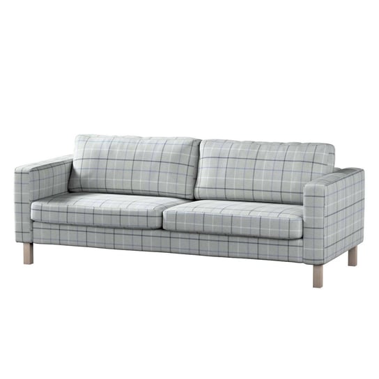 Pokrowiec na sofę Karlstad rozkładaną, Edinburgh, błękitno-szara krata, 224x89x64 cm Dekoria