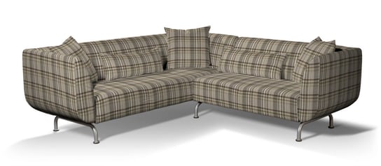 Pokrowiec na sofę narożną 3+2 Strömstad, brązowo - beżowa krata, Sofa narożna 3+2 Stromstad, Edinburgh Inna marka