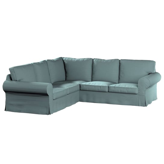 Pokrowiec na sofę narożną Ektorp, Cotton Panama, eukaliptusowy błękit, 240/136x82x73 cm Dekoria