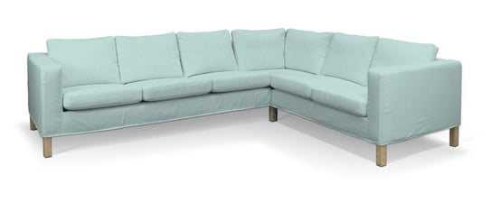 Pokrowiec na sofę narożną, lewostronną Karlanda, DEKORIA, Cotton Panama, pastelowy błękit Dekoria