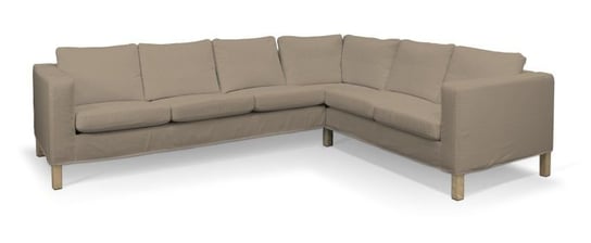Pokrowiec na sofę narożną, lewostronną Karlanda, DEKORIA, Cotton Panama, szaro-brązowy Dekoria
