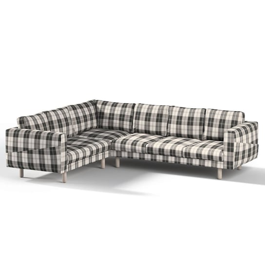 Pokrowiec na sofę narożną Norsborg 5-osobową, krata czarno-biała, 213/291 x 88 x 85 cm, Edinburgh Inna marka
