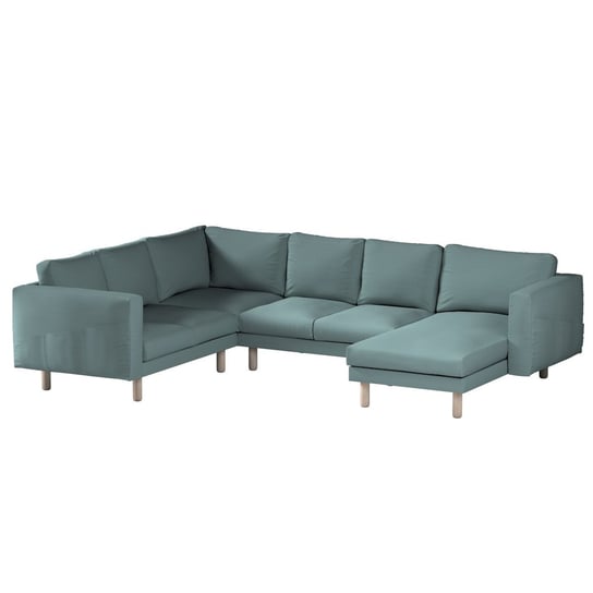 Pokrowiec na sofę narożną Norsborg 5-osobową z szezlongiem, eukaliptusowy błękit, 231/291 x 88/157 x 85 cm, Cotton Panama Inna marka