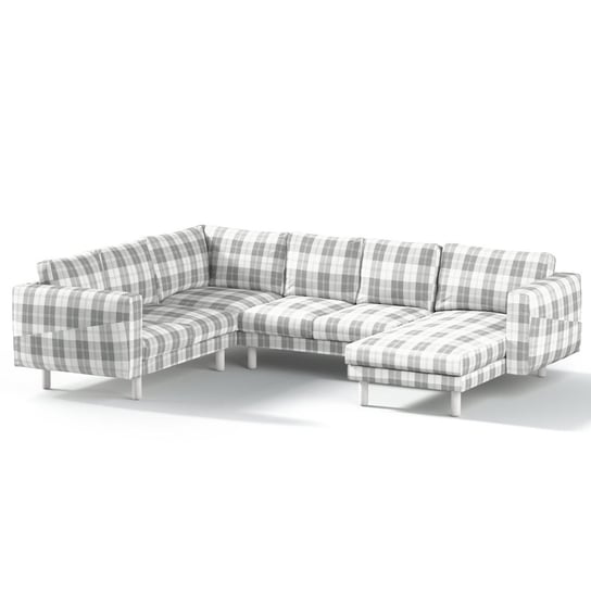 Pokrowiec na sofę narożną Norsborg 5-osobową z szezlongiem, krata szaro-biała, 231/291 x 88/157 x 85 cm, Edinburgh Inna marka