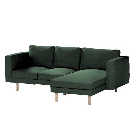Pokrowiec na sofę Norsborg 3-osobową z szezlongiem, leśna zieleń szenil, 231 x 88/157 x 85 cm, City Dekoria