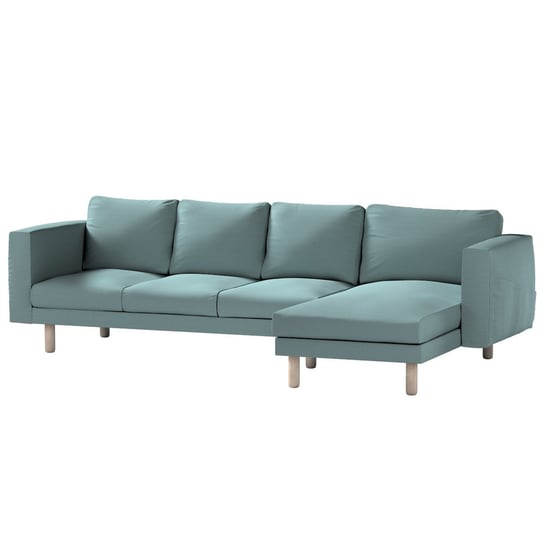 Pokrowiec na sofę Norsborg 4-osobową z szezlongiem, eukaliptusowy błękit, 291 x 88/157 x 85 cm, Cotton Panama Inna marka
