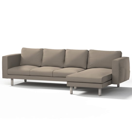 Pokrowiec na sofę Norsborg 4-osobową z szezlongiem, Grey Brown (szary brąz), 291 x 88/157 x 85 cm, Cotton Panama Inna marka