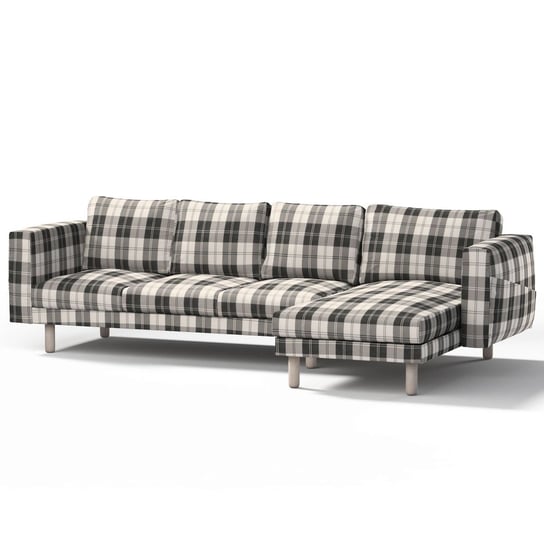 Pokrowiec na sofę Norsborg 4-osobową z szezlongiem, krata czarno-biała, 291 x 88/157 x 85 cm, Edinburgh Inna marka